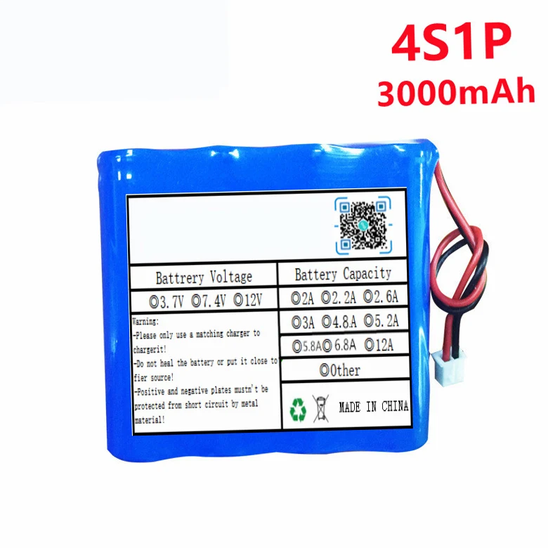 

14.4v/14.8v 18650 3000mah 4S1P Lithium Battery Pack Is Used for Electric Tools, Electric Cars, Portable Test Instruments, Etc.