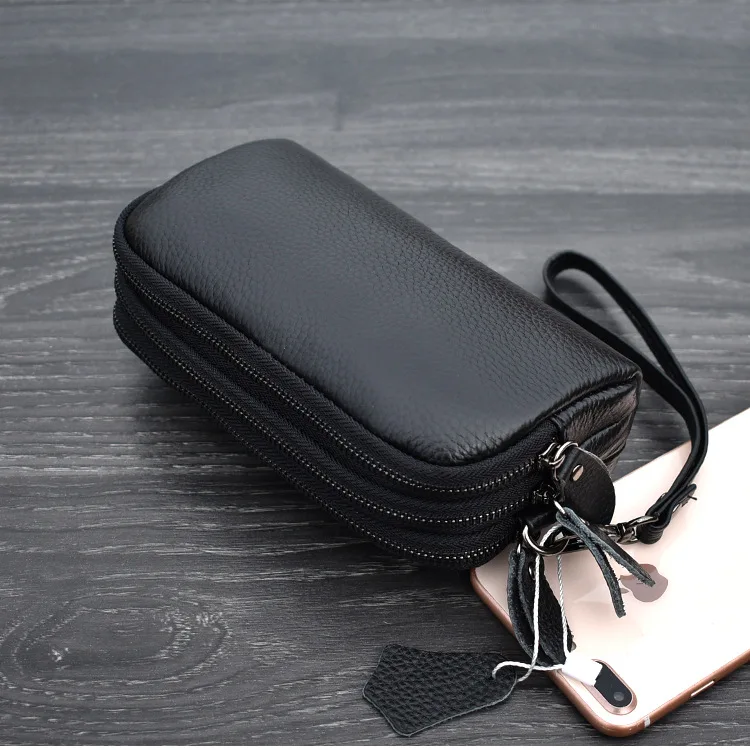 Aliwood Large-Capacity Long Women's Wallet Genuine Leather Clutch Bag 3-Layer Zipper Cowhide Phone Bags Coin Purse Embrayage Sac