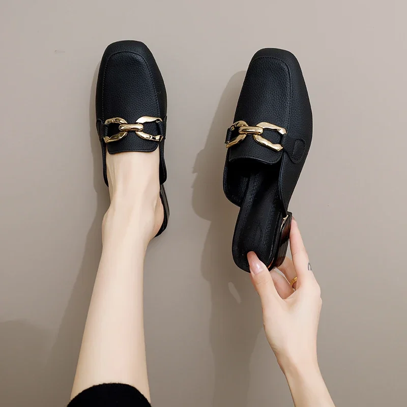 Мюли женские с круглым носком плетеные соломенные шлепанцы бант стиль рыбака