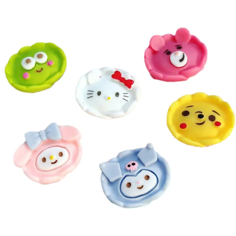 

10Pcs Kawaii Sanrios Creative Mini Dumpling Kuromi Hellokittys Cartoon Plastic Resin DIY Cream Glue Hairpin Ornament Accessories