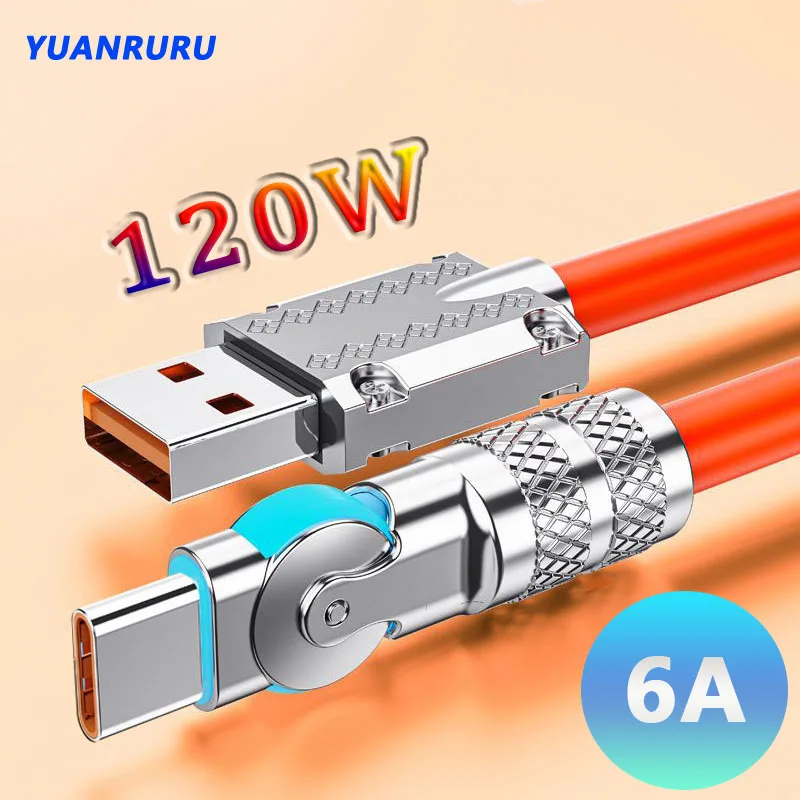 120W 6A USB Type C Cable Wire USB C Data Cord Cable Fast Charging Charger For S10 S20 Xiaomi mi 11 Huawei Honor Mobile Phone