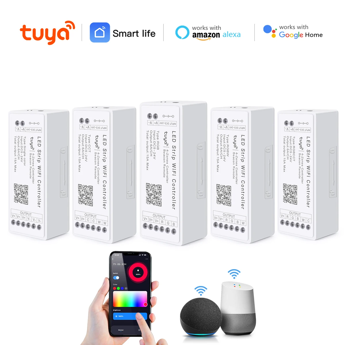 Умный регулятор яркости светодиодных лент 12 В 24 Wi-Fi Bluetooth