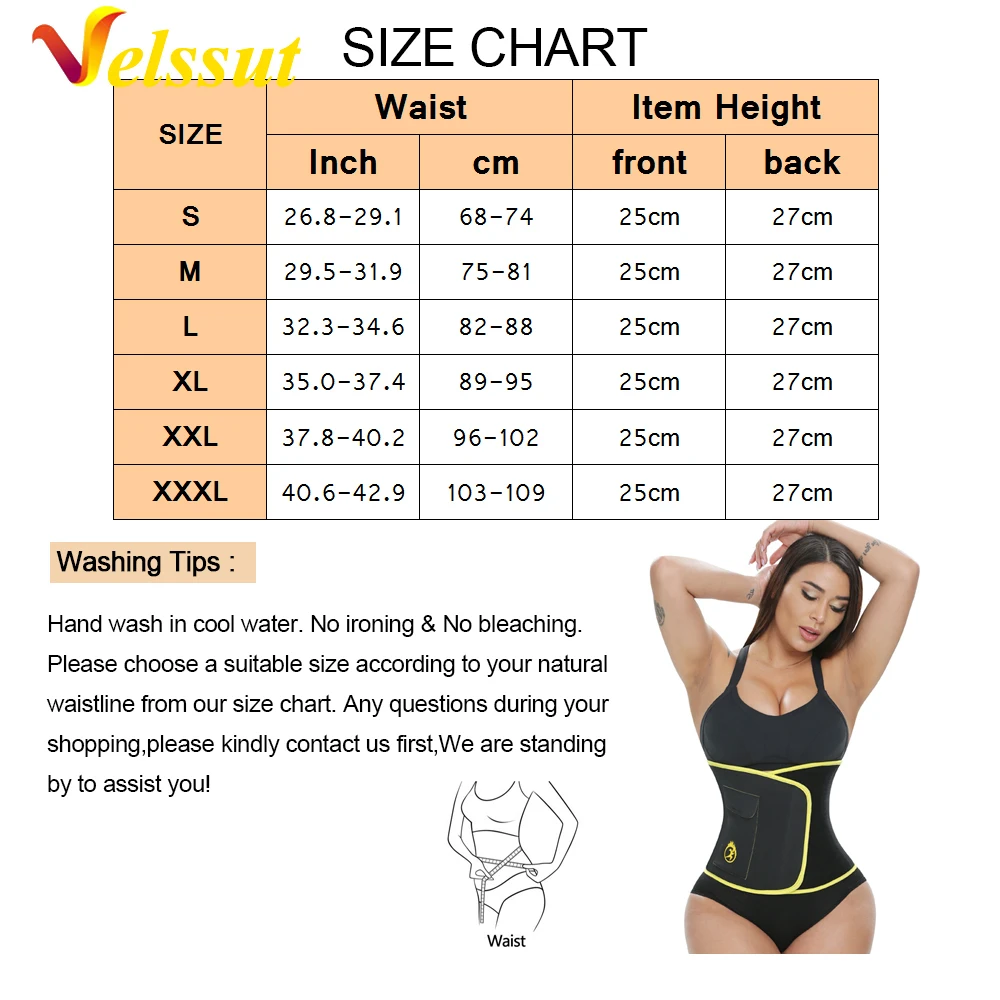 Velssut Women Slimming Waist Trainer Support Belt Neoprene Body Shapers Corset Fajas Weight Loss Sauan Sweat Girdle Shapewear