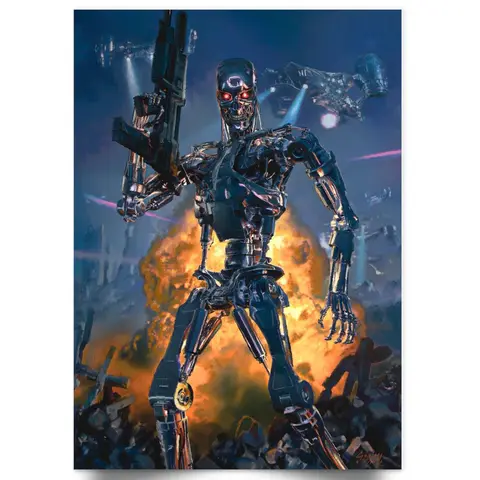 The Terminator Classic Movie T-800 художественная картина, Шелковый плакат, декор для гостиной, домашняя стена