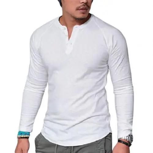 

2023 New Men's Casual Solid O-Neck Long Sleeve Top Slim Fit Shirt