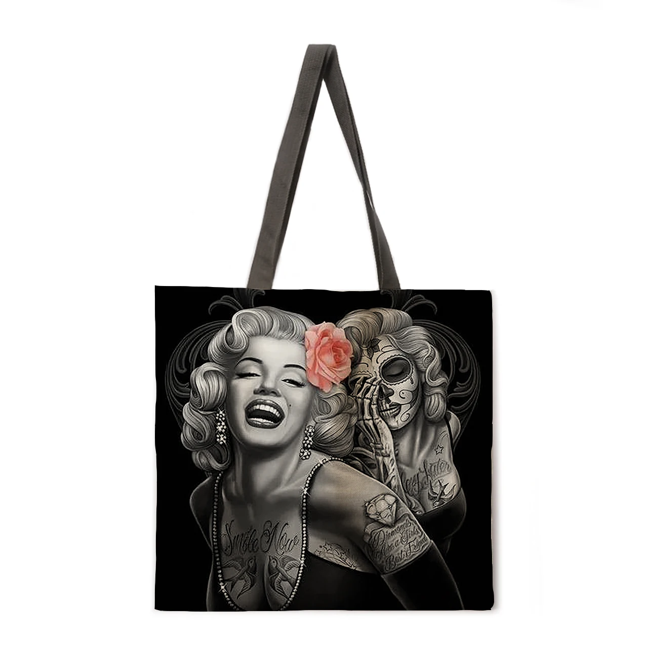 

Monroe Женская пляжная сумка с масляным рисунком, складная сумка через плечо, сумка для покупок с принтом, льняная Повседневная многоразовая с...