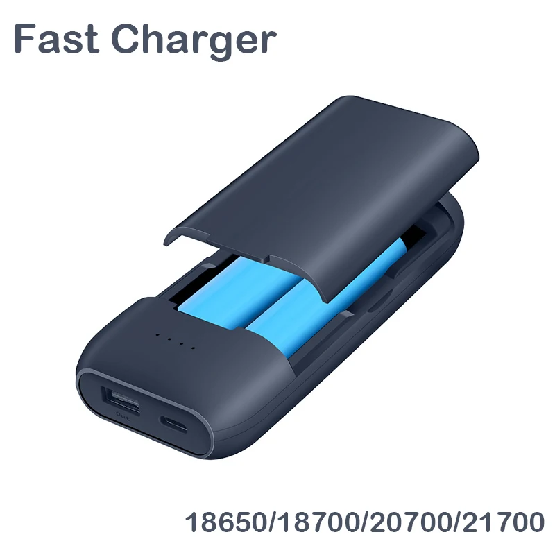

18650 Battery Charger Case DIY Power Bank Box Portable QC3.0 PD 18W Fast Charging Case for 18650 217000 20700 Lithium Batteries