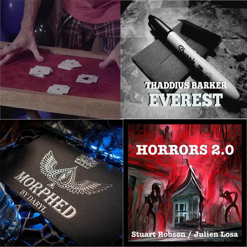 

Беспорядок 4 Aces от Мюррей пирчака, Эверест от Thaddius Barker, морфид дарила, ужасы 2,0 от Стюарта Робсона-Волшебные трюки