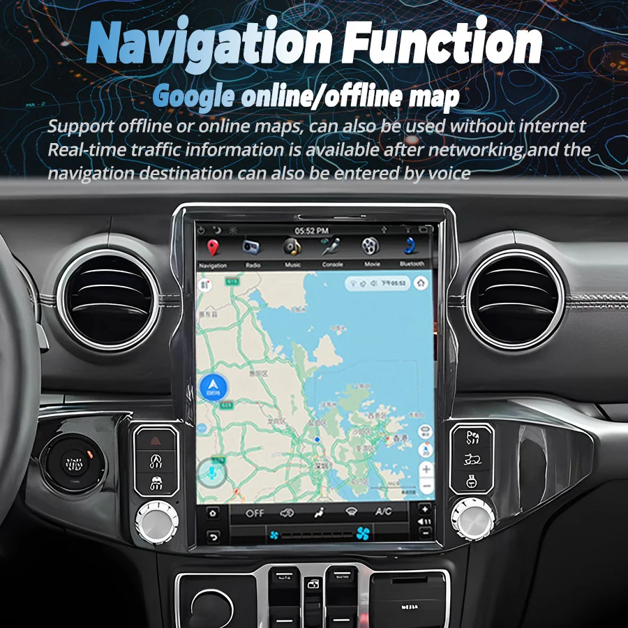 

13inch Tesla Vertical Screen Car Radio For Jeep Wrangler 2018-2021 GPS Android 11 Car Multimedia Video Player Wireless Carplay