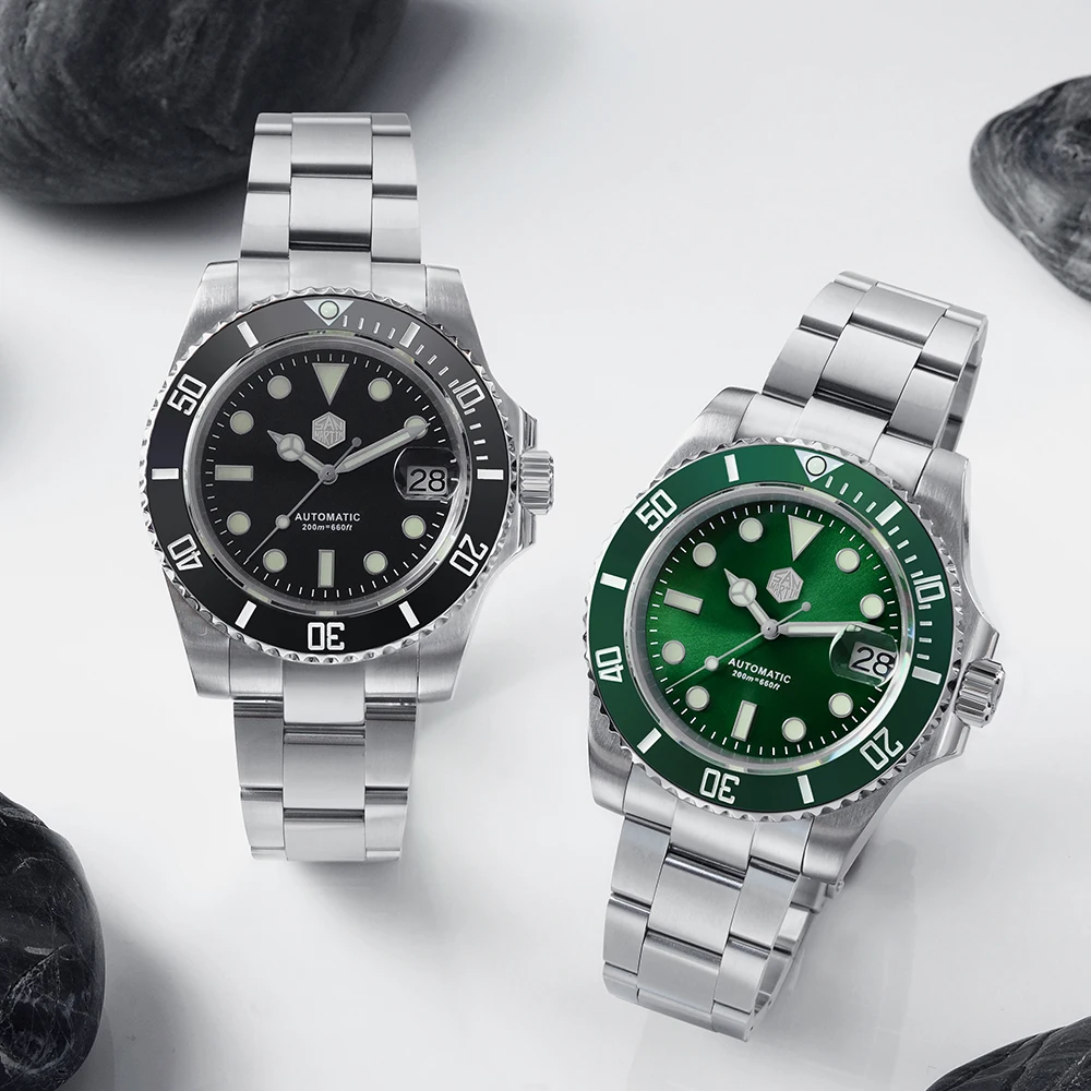 Часы San Martin Мужские механические Автоматические роскошные Светящиеся в темноте с