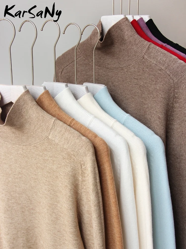 

Winter Warm Sweaters Women Turtleneck Pullover Korean 2022 Autumn Slim Solid Knitted Top Female Blue Sweater For Women Jumper