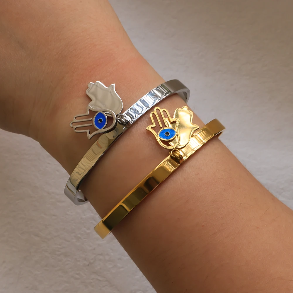 Роскошный модный мужской Браслет-манжета в виде большой ладони с синими глазами
