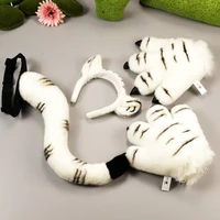 simulation tiger mascot costume gloves furry animal claw tail cosplay dress up toys