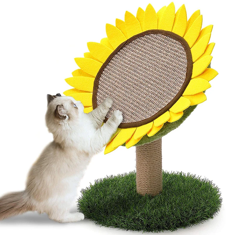 

Sunflower Cat Tree Cats Scratching Board Claw Grinder Toys Post with Sisal Kitten Climbing Activity Cat Supplies Scratcher
