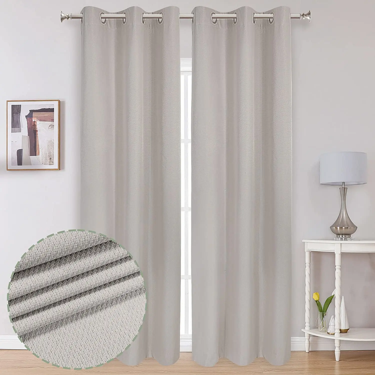 

New Technology Thermal Insulated Full Room Darkening Grommet Window Curtains, Set of 2 Solid Curtain Panel