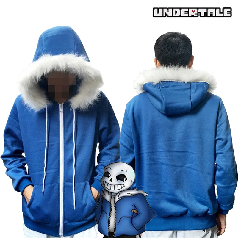 Фото Костюм для косплея Санса из игры Undertale: толстовка-куртка унисекс, плащ-скелет с костями призрака, наряд для Хэллоуина и ролевых игр, костюм с черепом №1