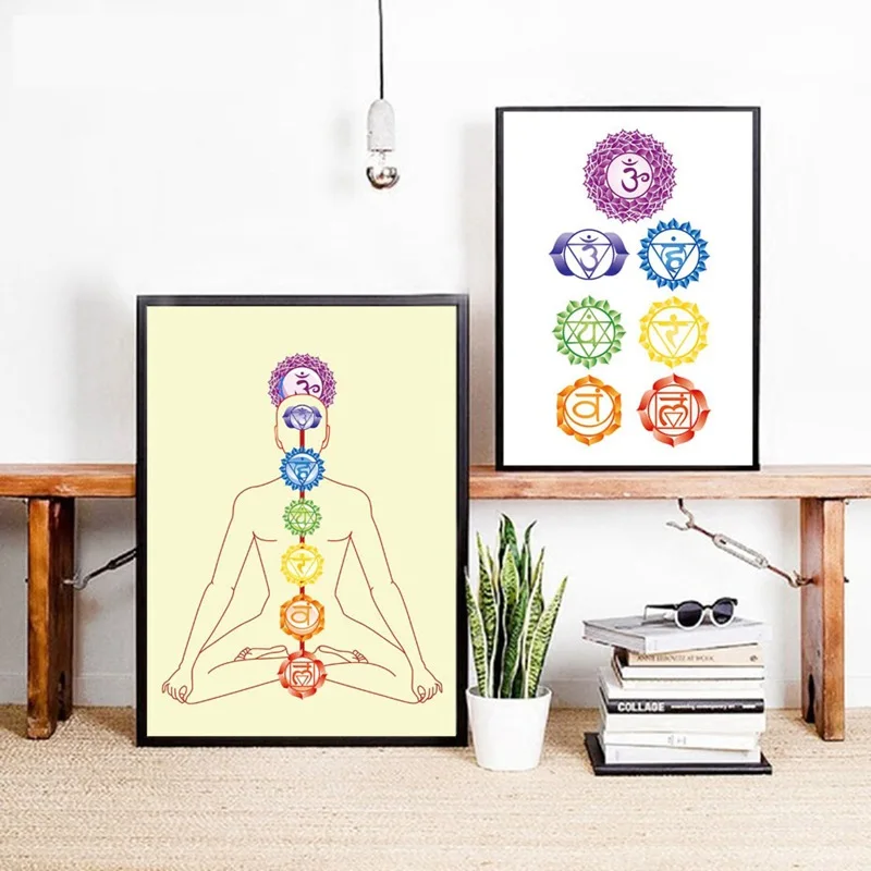 

Hot Selling Seven Elements Modern Decorative Painting Simple Creative Yoga Classroom Living Room Frameless Hanging Painting Core