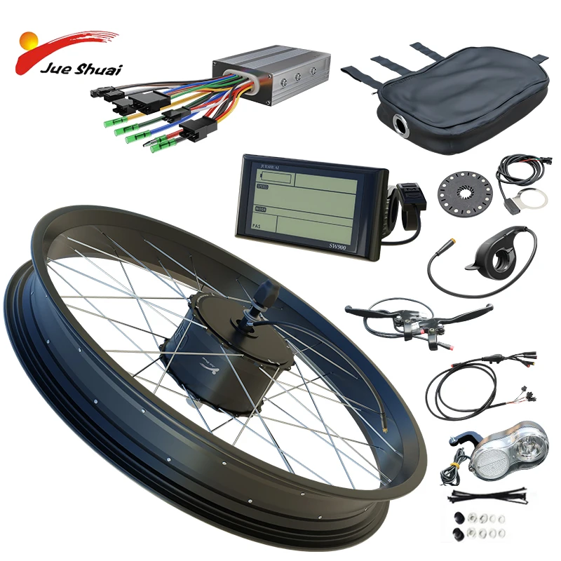 

20" 26" Fat Tire Ebike Rear Wheel 48V 1000W Rear Drive Hub Motor Electric Bicycle Conversion Kit for 4.0 Tire Snow Bicycle Bike