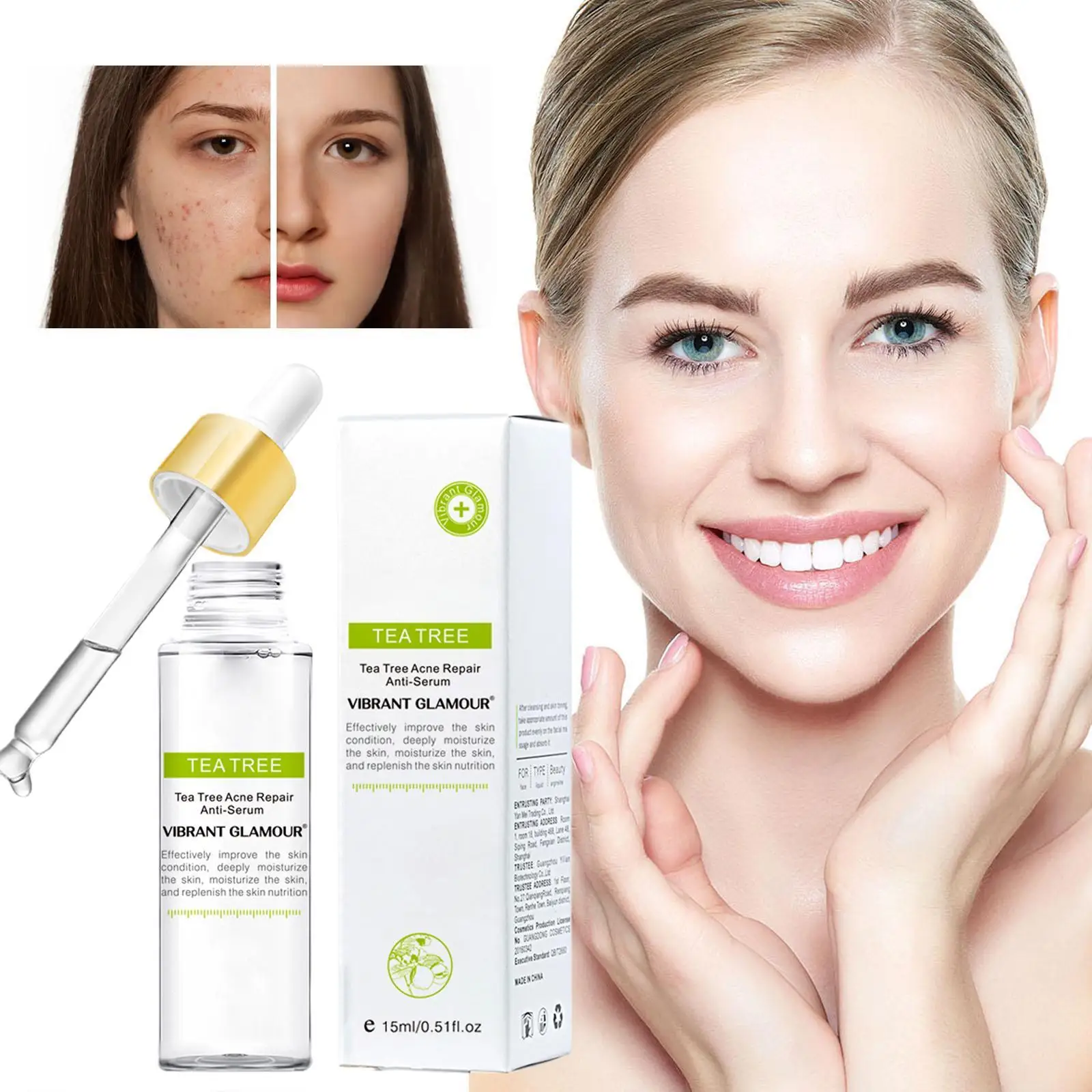 

Сыворотка для лица с маслом чайного дерева, сыворотка для лечения пятен, для покраснения, ударов, акне и сухого зуда кожи, сыворотка для лече...