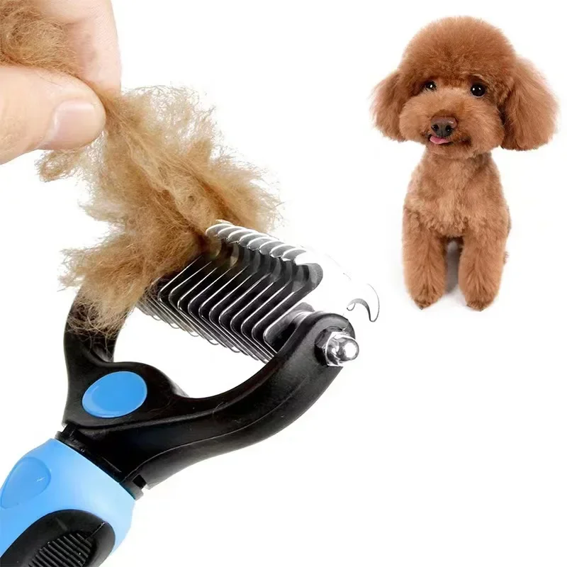

Dog Deshedding Brush Professional Pet Shedding Brush for Dogs Cats Fur Knot Cutter Double sided Pet Grooming Clean Comb