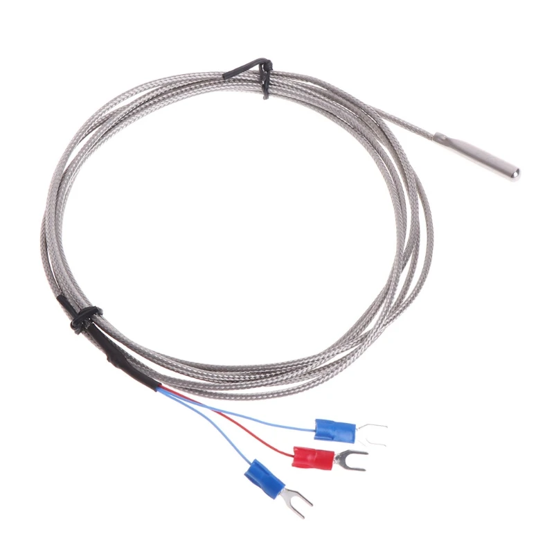 

RTD PT100 Thermocouple Temperature Sensor Probe Range -50℃~350°C with 3 Wires 2M Cable for Temperature Controller