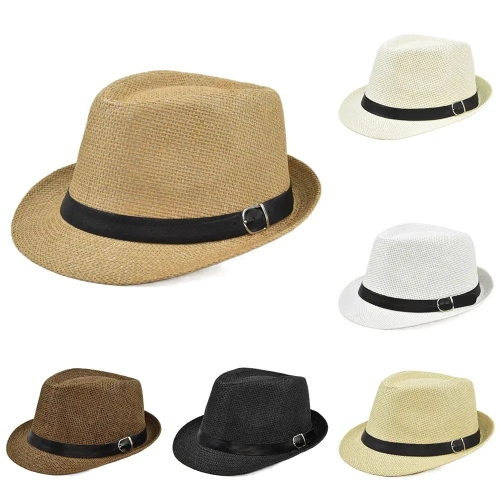 

Соломенная шляпа-федора для мужчин и женщин, Панама в ковбойском стиле, пляжная шляпа от солнца с широкими полями, модный аксессуар, на лето