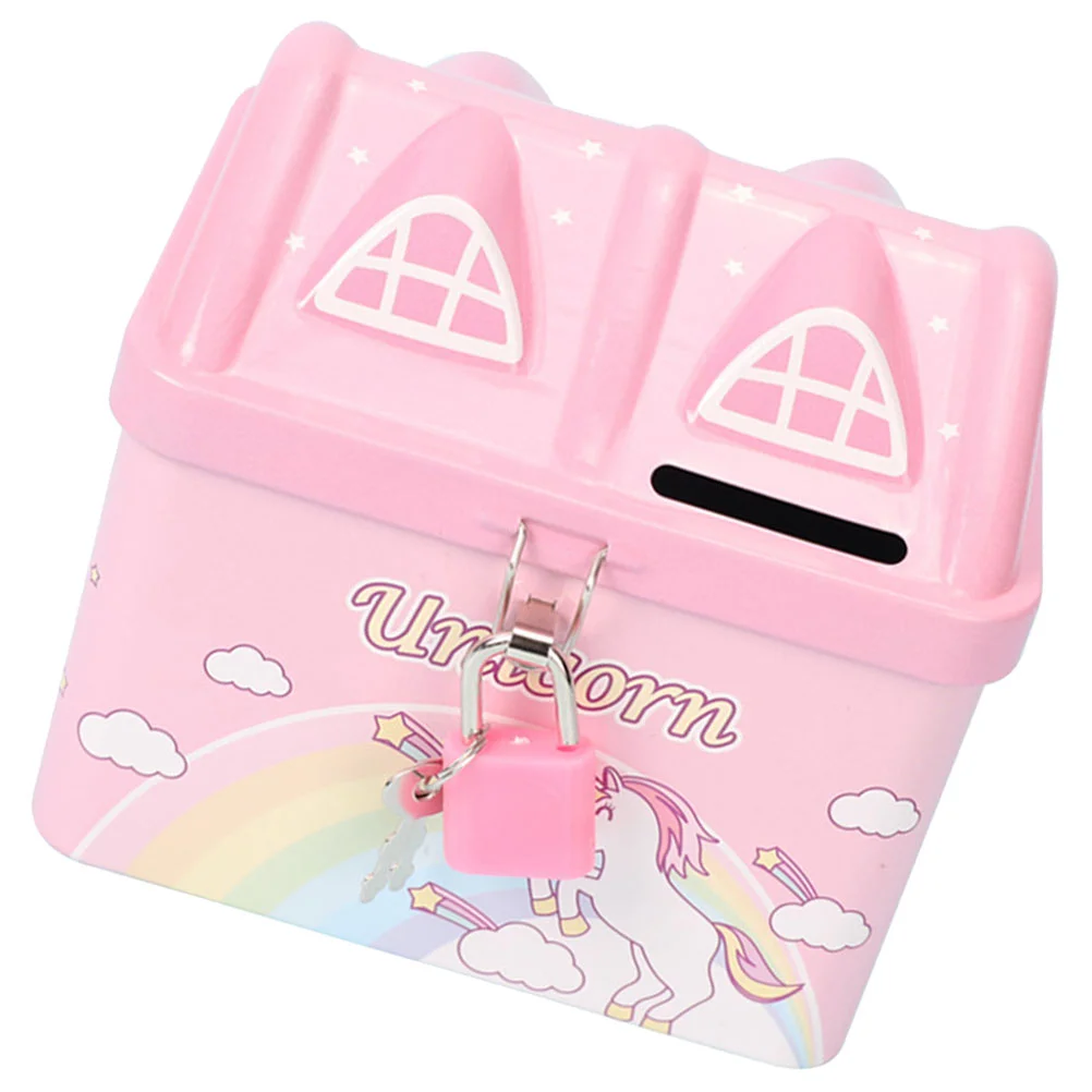 

Kids Piggy Bank Metal House Piggy Bank Girl Piggy Bank House Shaped Money Saving Bank with Lock