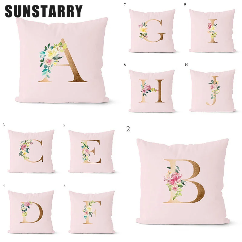 

Pink Pillow Case Decorative Gold Letter Printed Pillow Cover Pillowcase Sofa Cushion Cover Decorative Funda Cojín 45*45cm