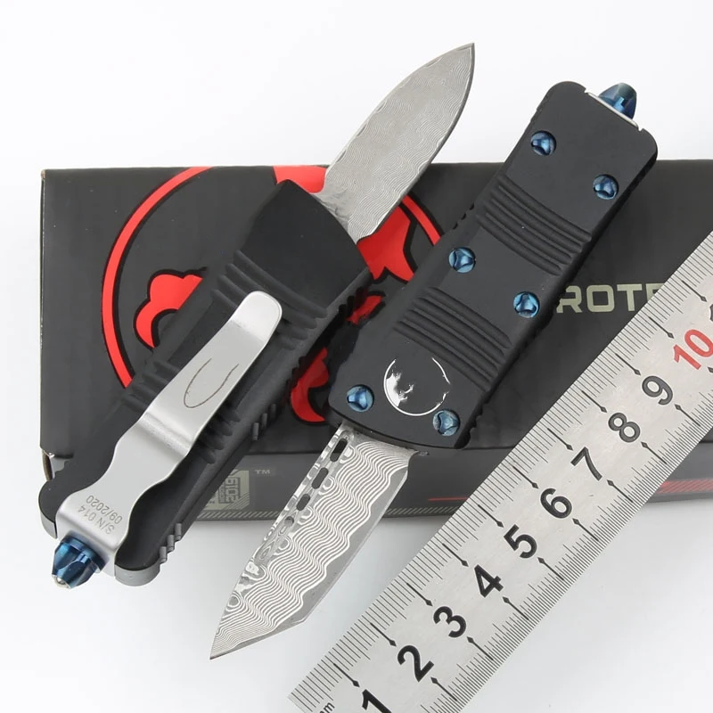 

JUFULE Mini TD Damascus / Aluminium handle Mark 204P Blade Survival EDC camping hunting outdoor kitchen Tool Key Utility knife