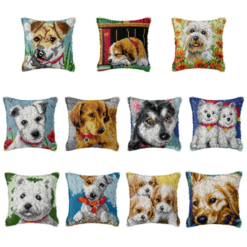 

Dog 3D Segment Embroidery Pillow Cover Handcraft DIY for LATCH Hook Kit for Cros