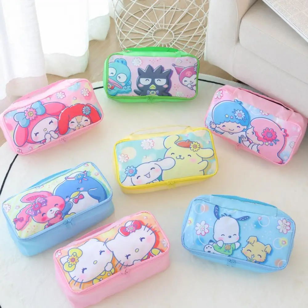 

Sanrio Cartoon Plaid Series Portable Kuromi Hello Kitty Cinnamoroll Women's Underwear Bra Kawaii Bag Travel Panties Storage