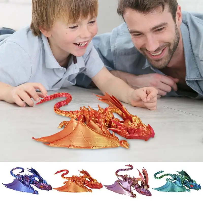 Игрушка-дракон с крыльями и шарнирным кристаллом подвижный дракон 3D принтом