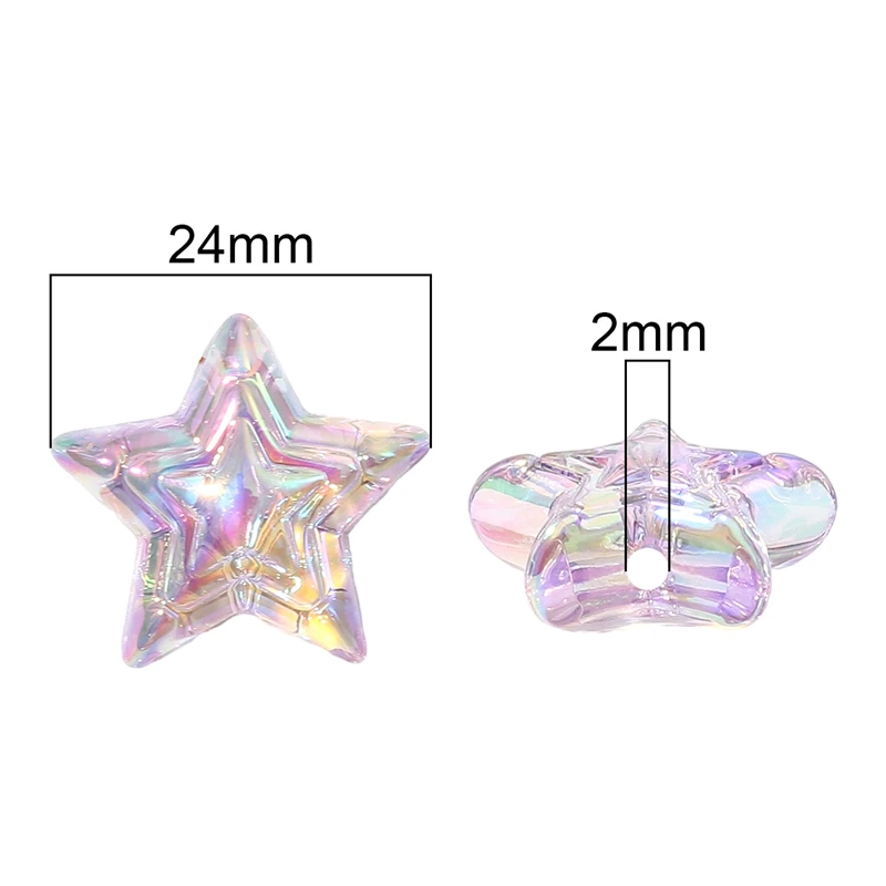 Прозрачные Акриловые бусины с УФ эффектом 4 шт. 24 мм отверстие 2 для браслетов