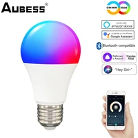 aubess 7w bluetooth compatible smart light bulb e27 rgb led lamp dimmable with app voice control for google home alexa