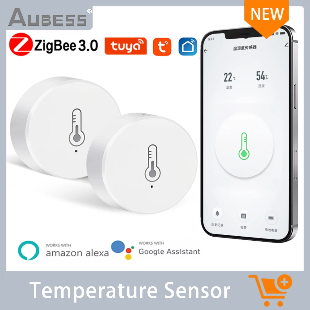 

Aubess Tuya Wifi Temperature Humidity Sensor Smart Home Device Alarm System For Amazon Alexa Google Home Temperature Detector