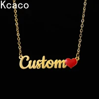 customized fashion stainless steel red heart name necklace personalized letters colorful oil pendant nameplate women choker gift
