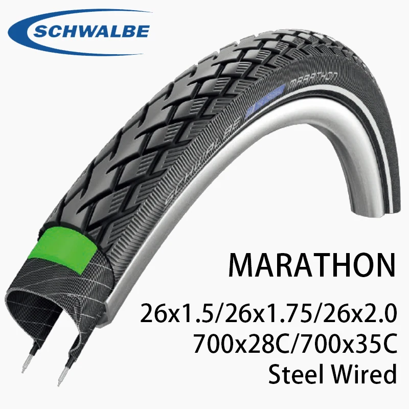 Шина велосипедная Schwalbe MARATHON 26x1 5 75 26x2 0 700x28C 700x35C уровень устойчивость к ударам 3 мм