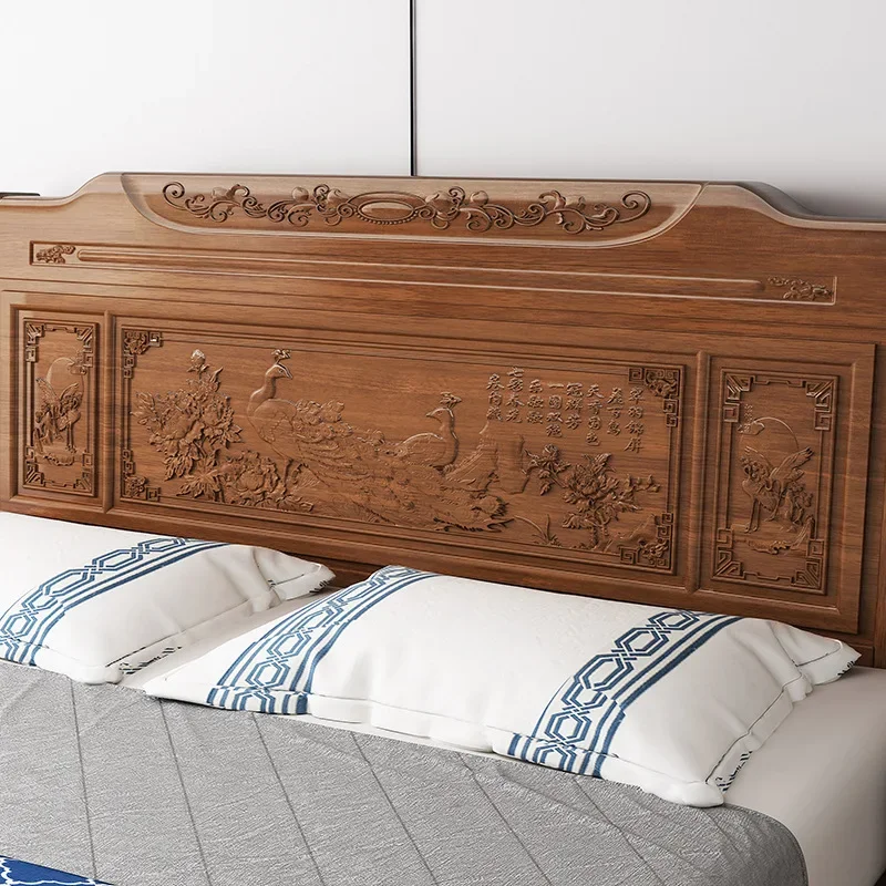 Деревянная кровать вырезной ящик для хранения высокий двойная