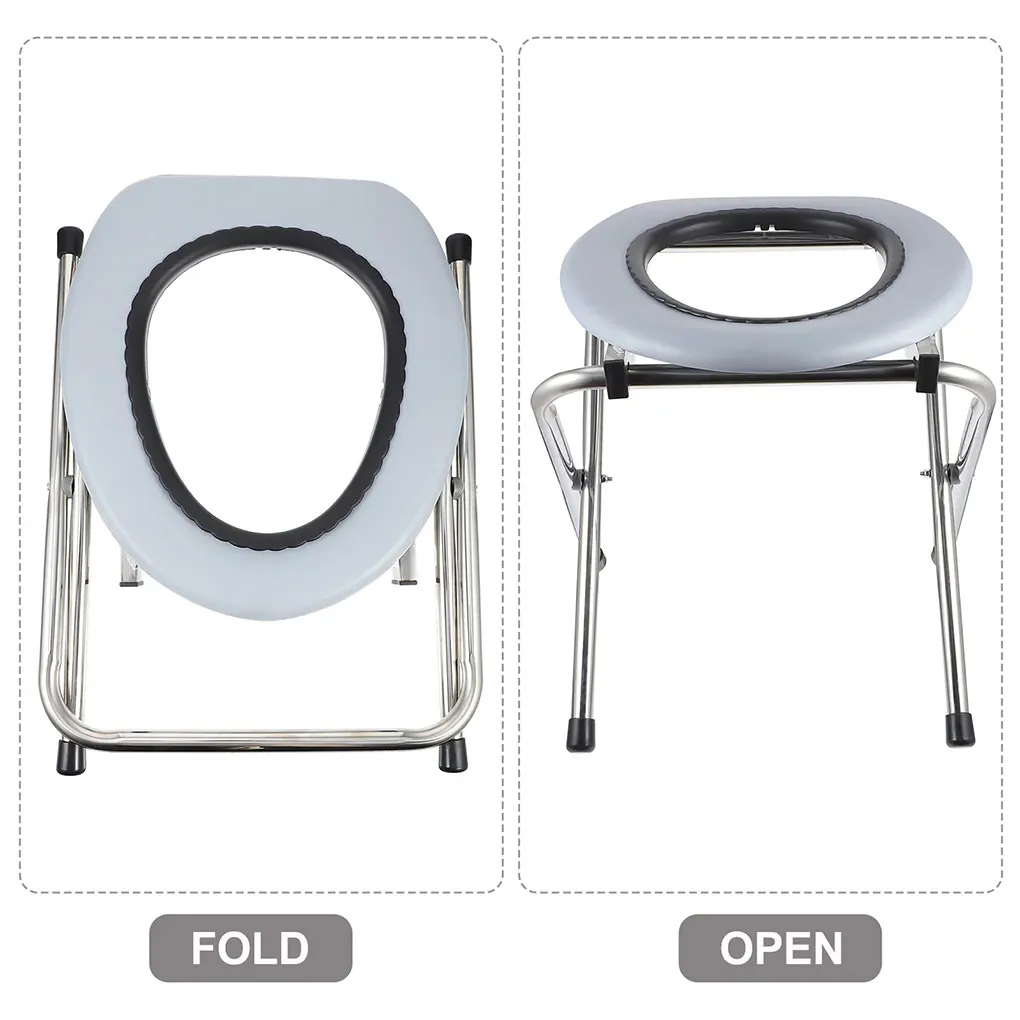 

Folded Bathroom Toilets Potty Chair 100KG Heavy Duty Portable Stool Stainless Steel Elderly Pregnant Woman Supply