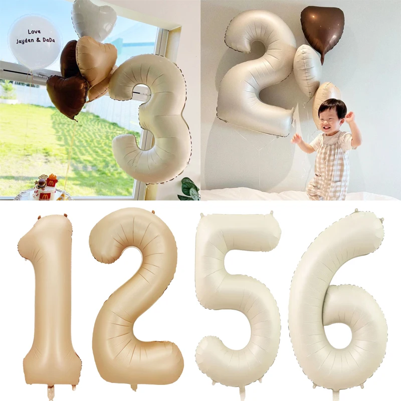 

1pcs 40inch Cream/Caramel Color Helium 0-9 Digital Balloon Adult Kids Happy Birthday Wedding Party Decorations balls baby Shower