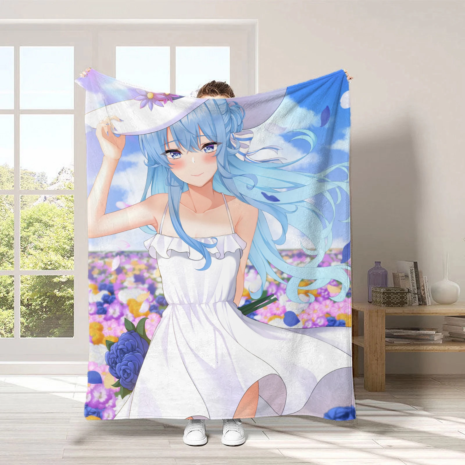 Плед Hololive Hoshimachi Suisei 150x200 см, фланелевый плед с аниме-принтом, цифровая печать, покрывало на диван, теплый подарок для фанатов (art.: 3920daddaecd8) - 3920daddaecd8