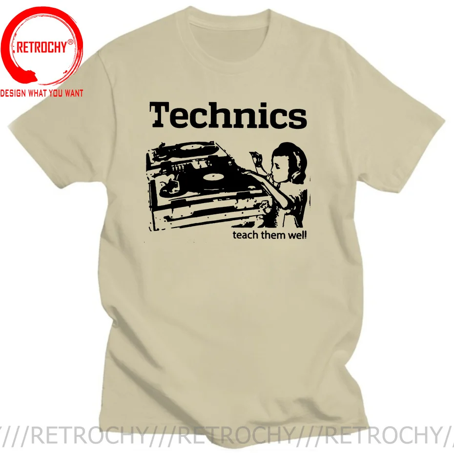 Фото Футболка Technics Teach Them Well, классическая футболка для диджеев, мужская футболка для б-боев, одежда для диджеев, футболка с изображением проигрывателей, хип-хоп, повседневная футболка №3