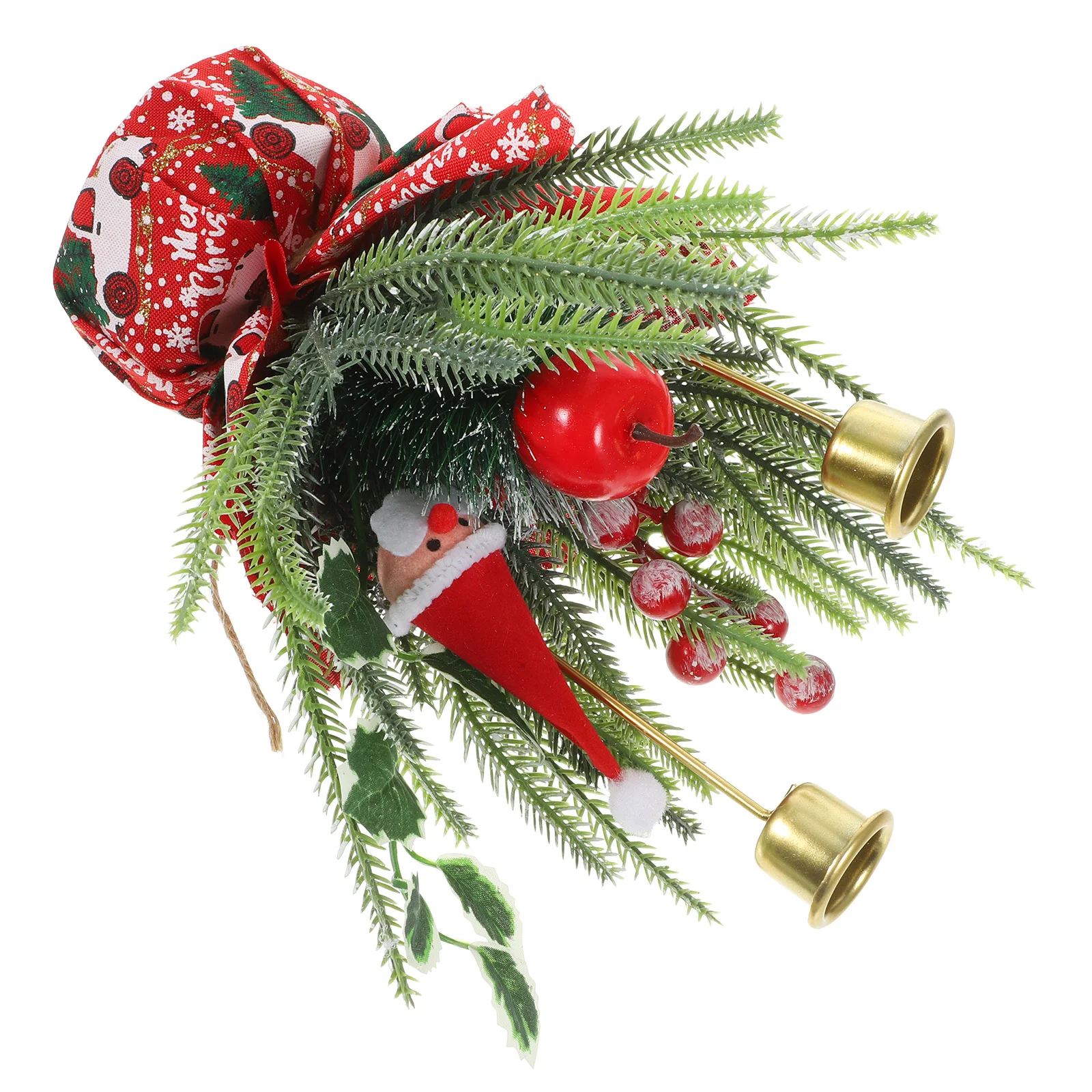 

Christmas Garland Candlestick Holder Ornament Xmas Desktop Adornment Candleholder Foam Decorations Decors