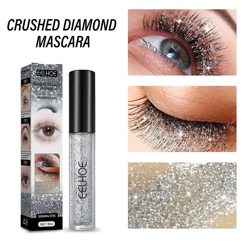 

Bling Diamond Twinkle Mascara Makeup Tool 4D Silk Fiber Long Lasting Waterproof Thick Curled Eyelash For Women