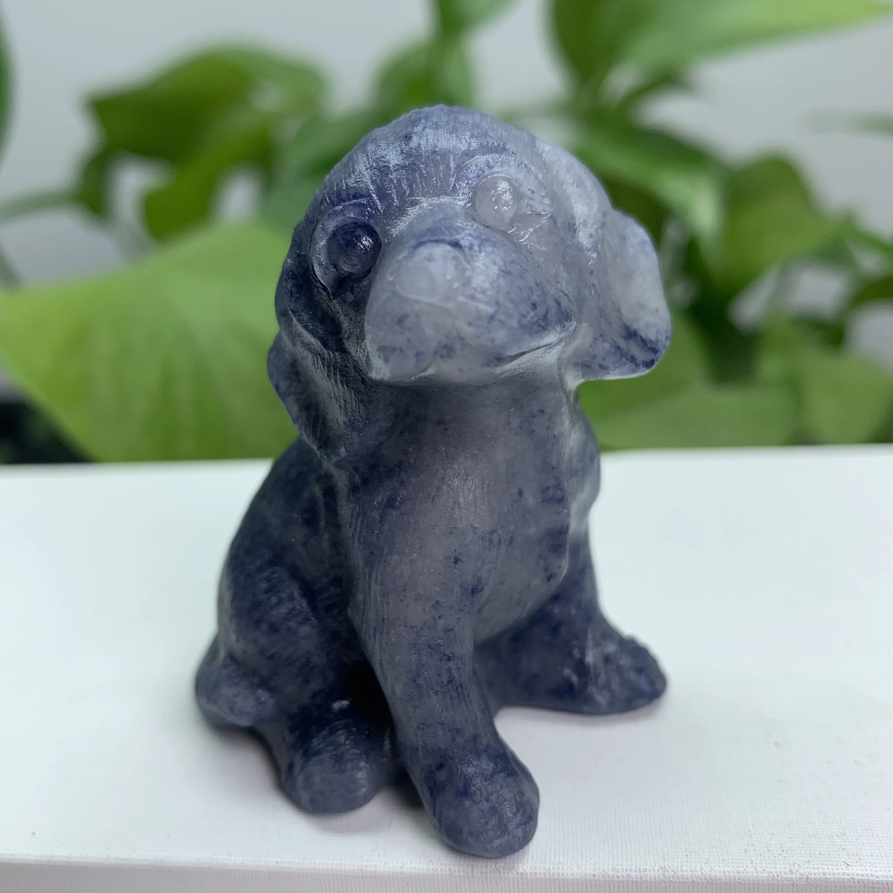 5 см натуральный синий авантюрин Хрустальный собака резьба статуи животных