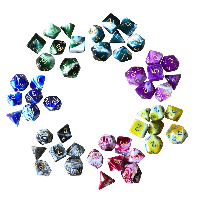 

7Pcs Acrylic Multi-faceted Tabletop Role Playing Gameing Dices Polyhedral Shapes
