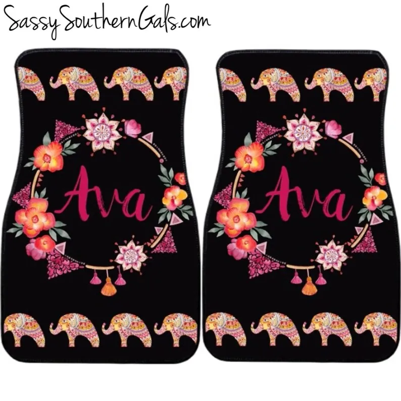 

Car Accessory for Woman Car Mats Monogram For Women Boho Elephant Car Mats Monogram Gift for Her Car Mats Car Access