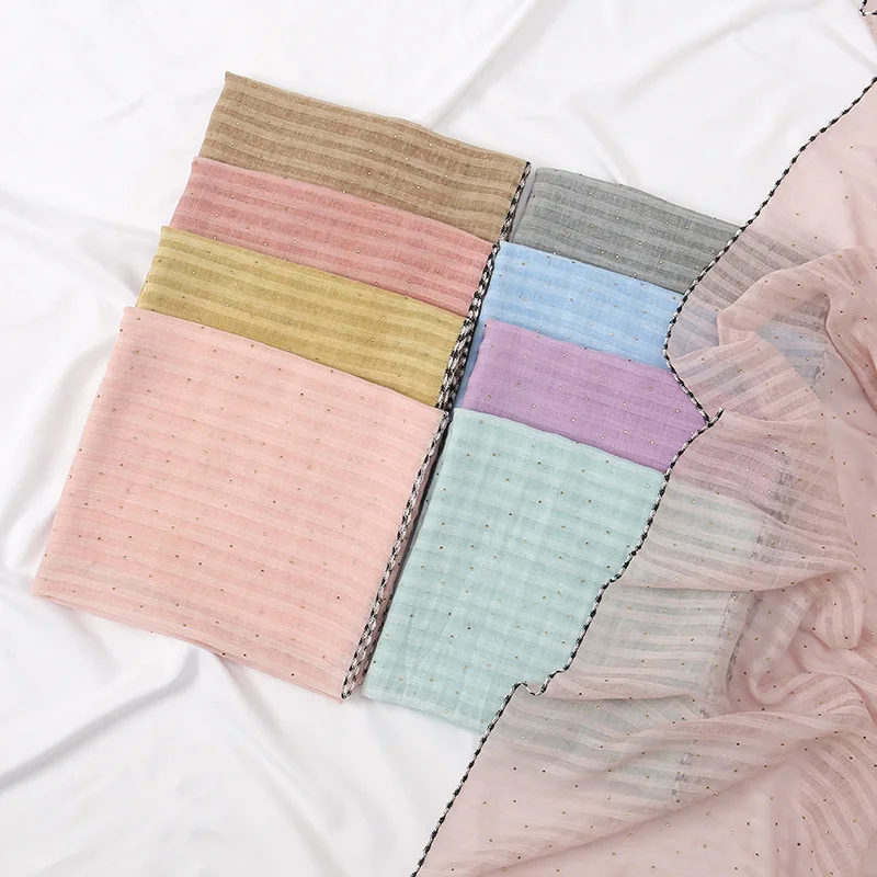 

Women Hijabs Scarves Summer Head Scarf Brand Wraps Solid Color Stripes Head Wrap Diamonds Headband Shawls Muslim Hijab Scarf