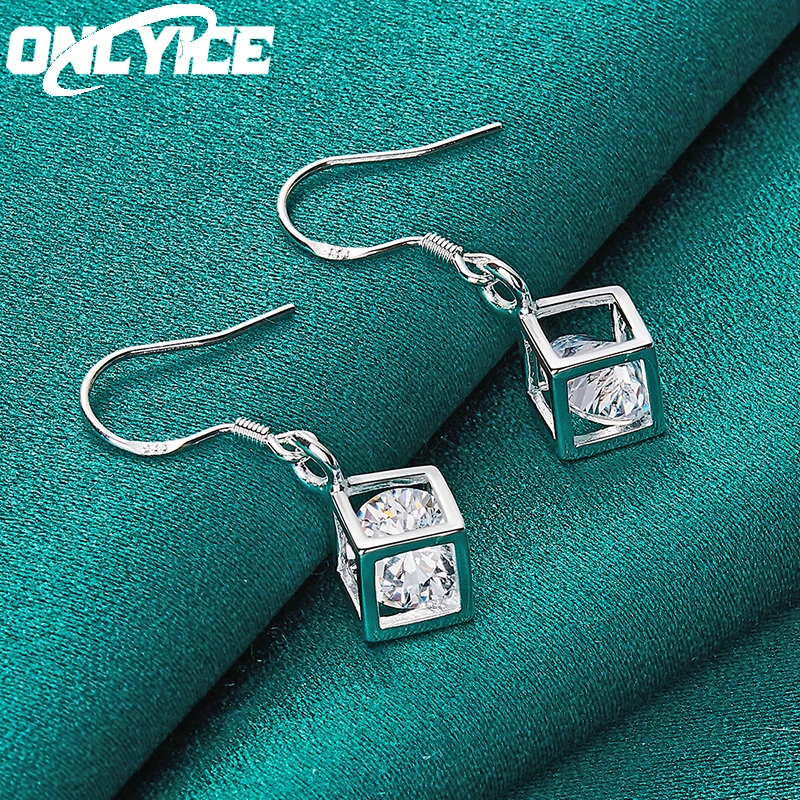 

New Charm 925 Sterling Silver Earrings For Women Wedding Fashion Party Jewelry Trend AAA Zircon Cube Earrings Christmas Gifts