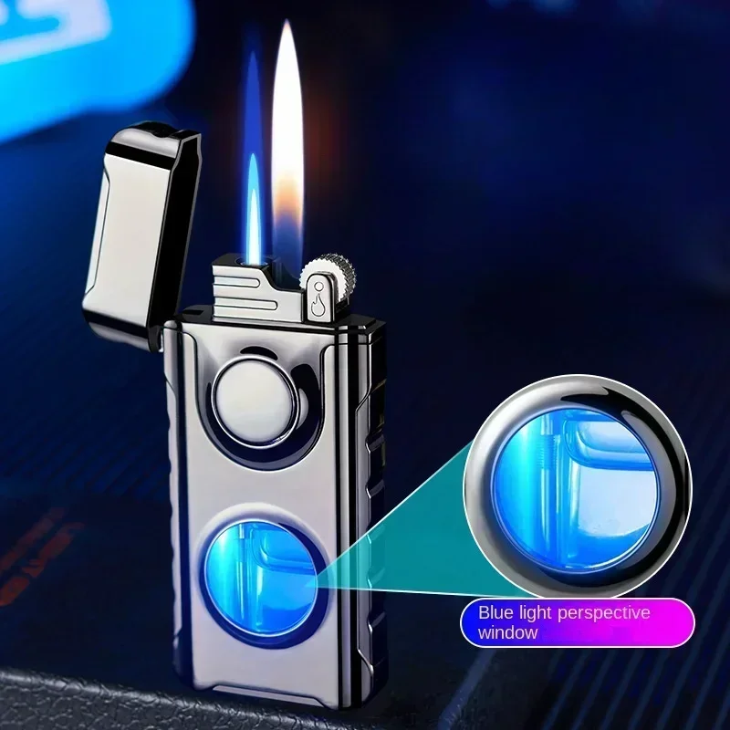 

Double Fire Direct Charge and Open Fire Switch Lighters At Will Creative Perspective with Blue Light Inflatable Lighter